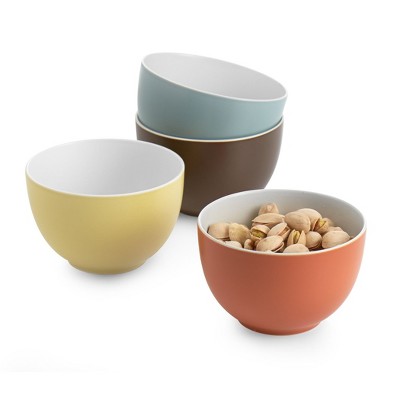 Set of 4 Assorted Color Ceramic Bowls for Cereal, Salad, Soup