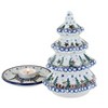 Blue Rose Polish Pottery 513 Ceramika Artystyczna Medium Christmas Tree Luminary - 2 of 3