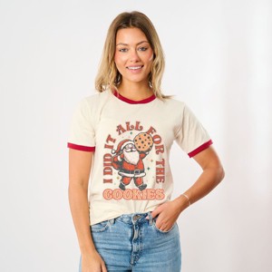 I Did It All For The Cookies Santa - Women's Ringer Graphic T-Shirt - 1 of 4