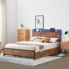 Metal Platform Bed Frame with 2-Tier Storage Headboard&4 Drawers, Built in Charging Station & LED, Stylish Bed with Metal Support for Bedroom - 2 of 4