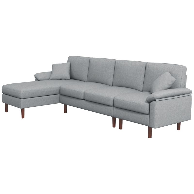 HOMCOM Sectional Sofa with Reversible Chaise Lounge, Modern L Shaped Corner Sofa, Fabric Sectional Couch for Living Room, 4 of 7