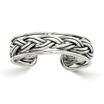 Black Bow Jewelry Antiqued Double Braided Toe Ring in Sterling Silver