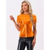 Allegra K Women's Party Metallic Short Sleeve Textured Shiny T-shirts - 3 of 4