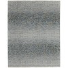 Ivory Blue and Brown Wool Hand Knotted Area Rug With Fringe - 4 of 4