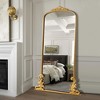 PexFix 68" x 29" Golden Wrought Iron Carved Full Length Mirror Floral Arched Top Rectangle Freestanding Wall Mount - 4 of 4