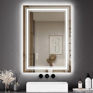 Anti-Fog LED Bathroom Mirror, Dimmable Vanity Mirror with Front & Back Lighting, Memory Function, Stepless Dimming, Modern Bathroom Wall Mirror - 1 of 4