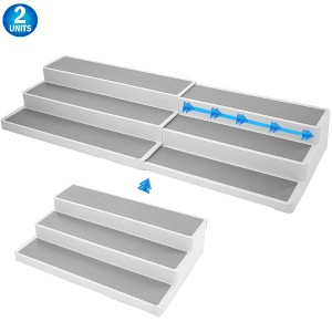 5 Star Super Deals 2 Spice Rack Organizer 3 Tier Expandable Non Slip Shelf for Kitchen Organizer with Adjustable Length 15.5 to 26.5" - White/Grey - 1 of 4