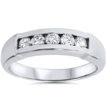 Pompeii3 Mens 1/2ct 14K White Gold Round Diamond Wedding Ring