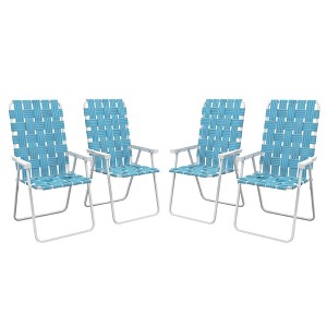 Set of 4 Patio Folding Chairs, Classic Outdoor Camping Chairs, Portable Lawn Chairs w/ Armrests - 1 of 4