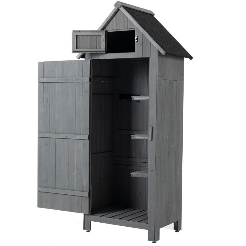Outdoor Solid Wood House Shape Storage Shed, Cabinet Tool Shed - Maison Boucle, 3 of 9