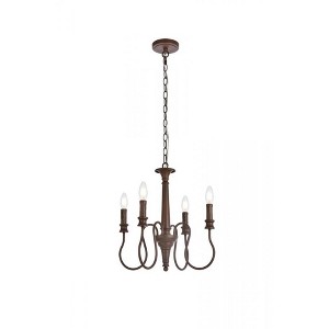 Elegant Lighting Flynx 4 lights pendant in weathered oak - 1 of 4