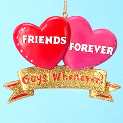  Kurt S. Adler 3.5" Friends Forever Guys Whenever! Christmas Ornament - Red/Pink 