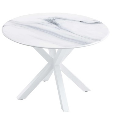NicBex 42.1Inch Mid-century Round Dining Table with Cross Leg,Modern Kitchen Table for Small Space,Dining Living Room