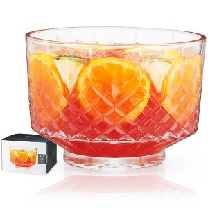 Viski Admiral Crystal Punch Bowl - Vintage Style Glass Punch Bowl for Parties - Serveware for Cocktails, Dishwasher Safe, 320oz Set of 1, Clear Finish - 1 of 4