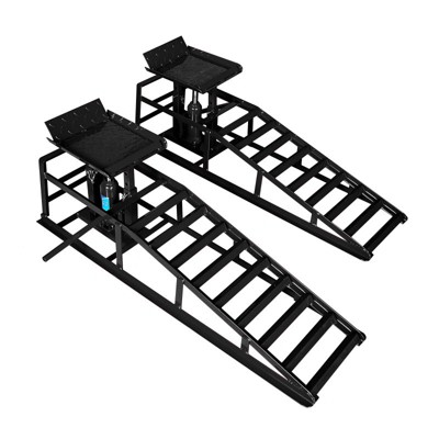 Yukimo 14"H Hydraulic Car Ramps, 11000LBS Capacity High Lift Automotive Service Ramps with Support Jack for Car Truck Trailer Garage Repair, Black