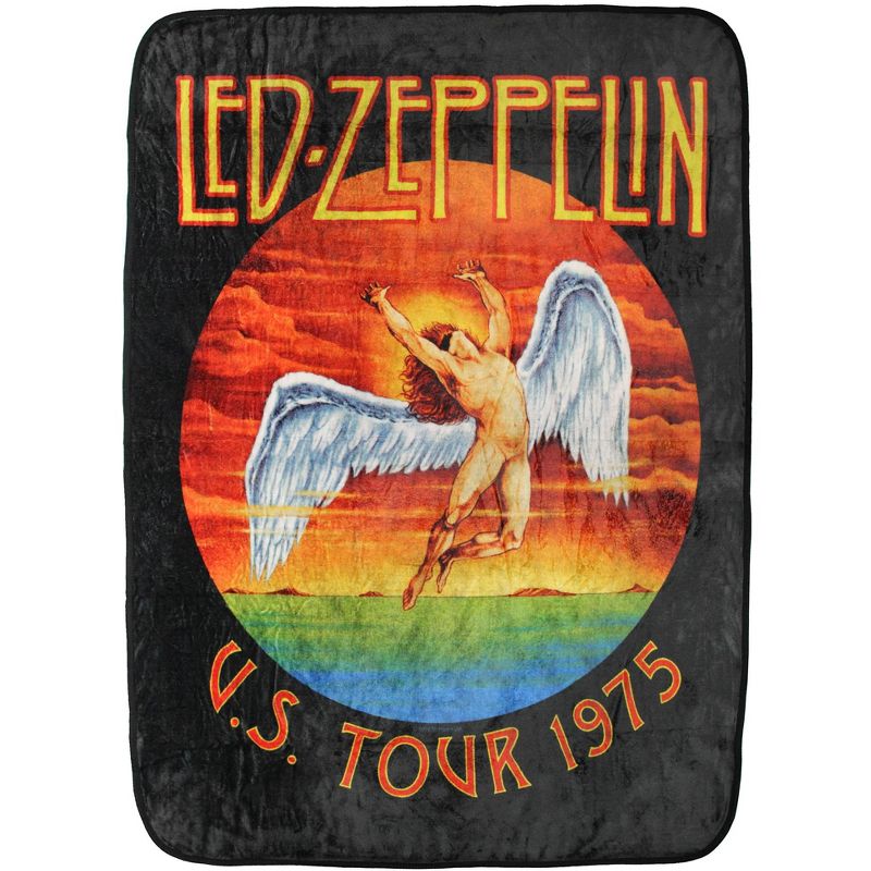 Led Zeppelin Icarus Angel U.S Tour 1975 Music Band Plush Fuzzy Soft Throw Blanket Multicoloured, 1 of 5