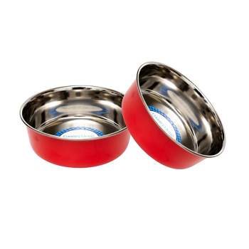 Country Living Set of 2 Heavy Gauge Stainless Steel Dog Bowls - Non-Skid, Durable & Rust-Resistant - Perfect for Food & Water