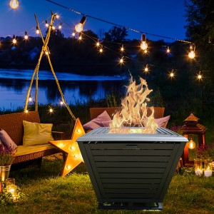 Garvee Propane Fire Pit Table, 30" 50000 BTU Gas Firepit with Lid Waterproof Cover, 2 in 1 Square Firepit Table Coffee Table for Garden Deck Backyard - 1 of 4
