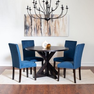 NicBex Round Dining Room Table Set for 4 Morden Dining Room Table with 4 Velvet Chairs and Pedestal Base for Kitchen - 1 of 4