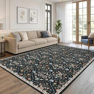coucheta Washable Vintage Area Rugs, Non-Slip Stain-Resistant Ultra-Soft Low Pile Carpet, Easy to Clean Indoor Rugs, for Office, Bedroom, Living Room - 1 of 4