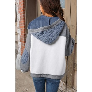 Jungle Green Quilted Textured Patchwork Loose Fit Hooded Jacket - 1 of 1