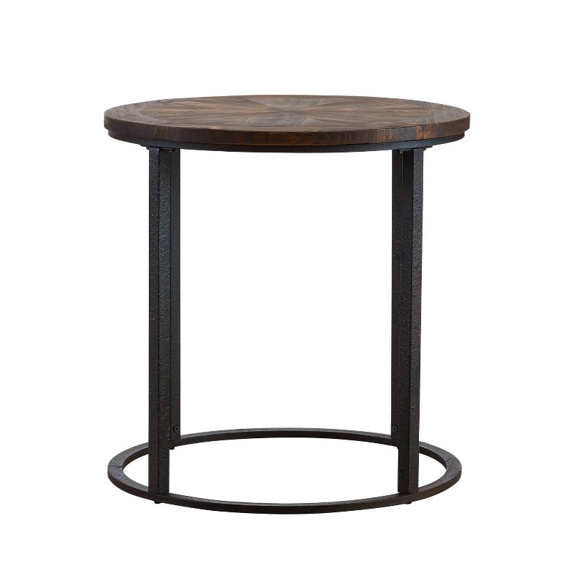 Lymedon Round Reclaimed Wood End Table Natural/Black - Aiden Lane, 6 of 9
