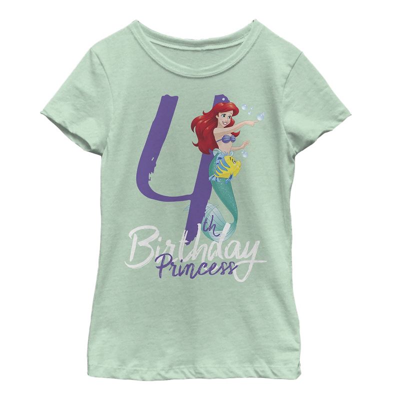 Girl's The Little Mermaid 4th Birthday T-Shirt, 1 of 4