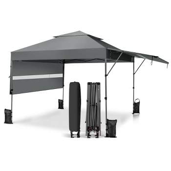 Costway 10'x17.6'Outdoor Instant Pop-up Canopy Tent Dual Half Awnings Adjust Patio