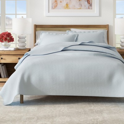 Great Bay Home Detailed Channel Stitch All-Season Reversible Quilt Set With Shams