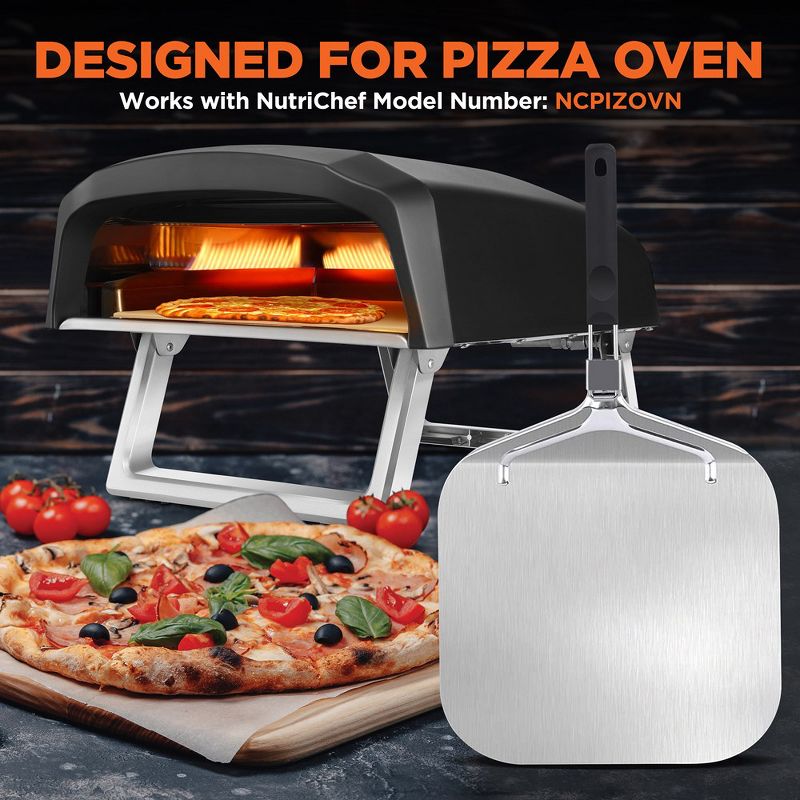 NutriChef Pizza Peel for Oven and Grill - Durable and Safe Aluminum Base with Stainless Steel Handle, 3 of 9