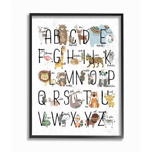 16"x1.5"x20" Boho Animal Abc's Oversized Framed Giclee Kids' Texturized Art - Stupell Industries: Modern Wall Art for All Ages - 1 of 3