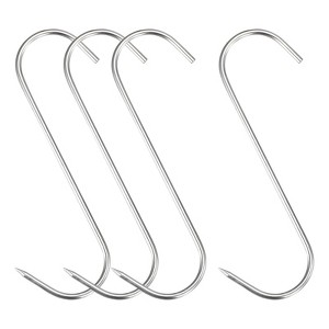 Unique Bargains Stainless Steel S-Shaped Utility Fish Beef Hanging Meat Hook 4 Pcs - 1 of 4