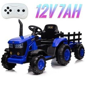 Jojoka 12V Kids Ride-On Tractor with Remote Control, Battery Powered Car Toy with Dual 35W Motors, Detachable Trailer, Safety Features, Music - 1 of 4