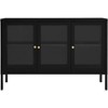 vidaXL Powder-Coated Steel Sideboard - Black Tempered Glass - 4 of 4