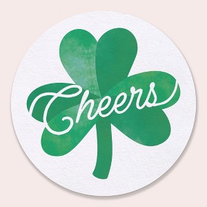 Big Dot of Happiness 25 Ct Shamrock St. Patrick’s Day Drink Coasters, 4-Inch Disposable Round Paper Coasters, Saint Paddy’s Day, Cheers Table Décor - 1 of 4