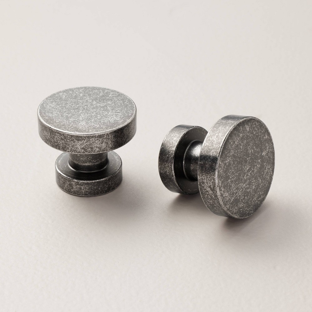 Vintage Cabinet Knobs Antique Nickel (Set of 2) - Hearth & Hand™ with Magnolia: Zinc Alloy, 1-Year Warranty