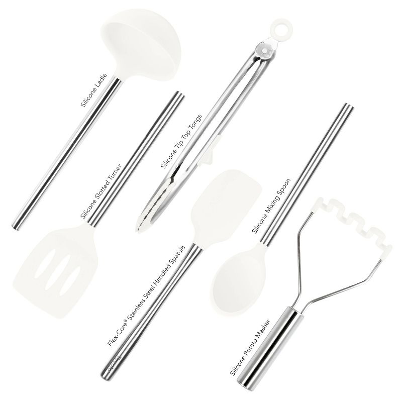 Tovolo 6pc Silicone and Stainless Kitchen Utensil Set White, 2 of 6