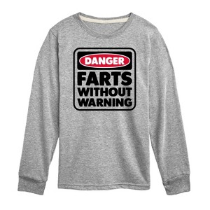 Boys' - Instant Message - Danger Farts Without Warning Long Sleeve Graphic T-Shirt - 1 of 4