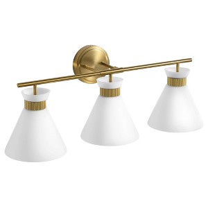 KAISITE 2-Light Sculptural Mid-Century Vanity Light, Dimmable Glass & Metal Wall Sconce - 1 of 4