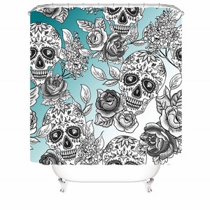 Skull Green Gradient Background Shower Curtains for Bathroom Waterproof Fabric Bath Curtain Durable Soft Stylish Bathroom Decor 72x72 Inch - 1 of 1