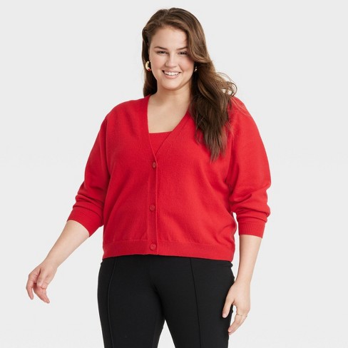 Plus size long outlet red cardigan