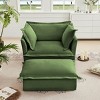 Chenille Slipcovered Armchair Set with Ottoman,Deep Seat Lounge Chair with Large Pillow,49" Wide Living Room Chair-Baofuwish - 3 of 4