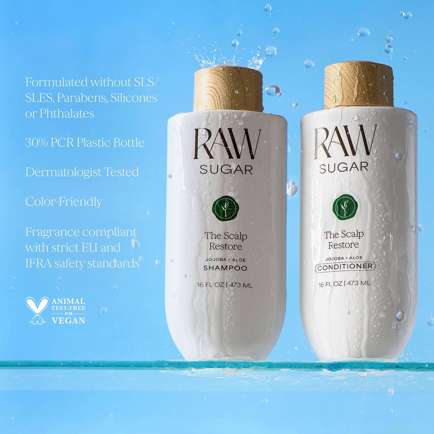Шампунь для кожи головы Raw Sugar The Scalp Restore, Jojoba + Aloe, 16 fl oz — фото 5