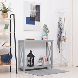 NicBex Narrow Console Table with X Design,Stylish Minimalist Entryway Table with 1 Open Bottom Storage Shelf,Modern Couch Table for Living Room,Gray - 1 of 4