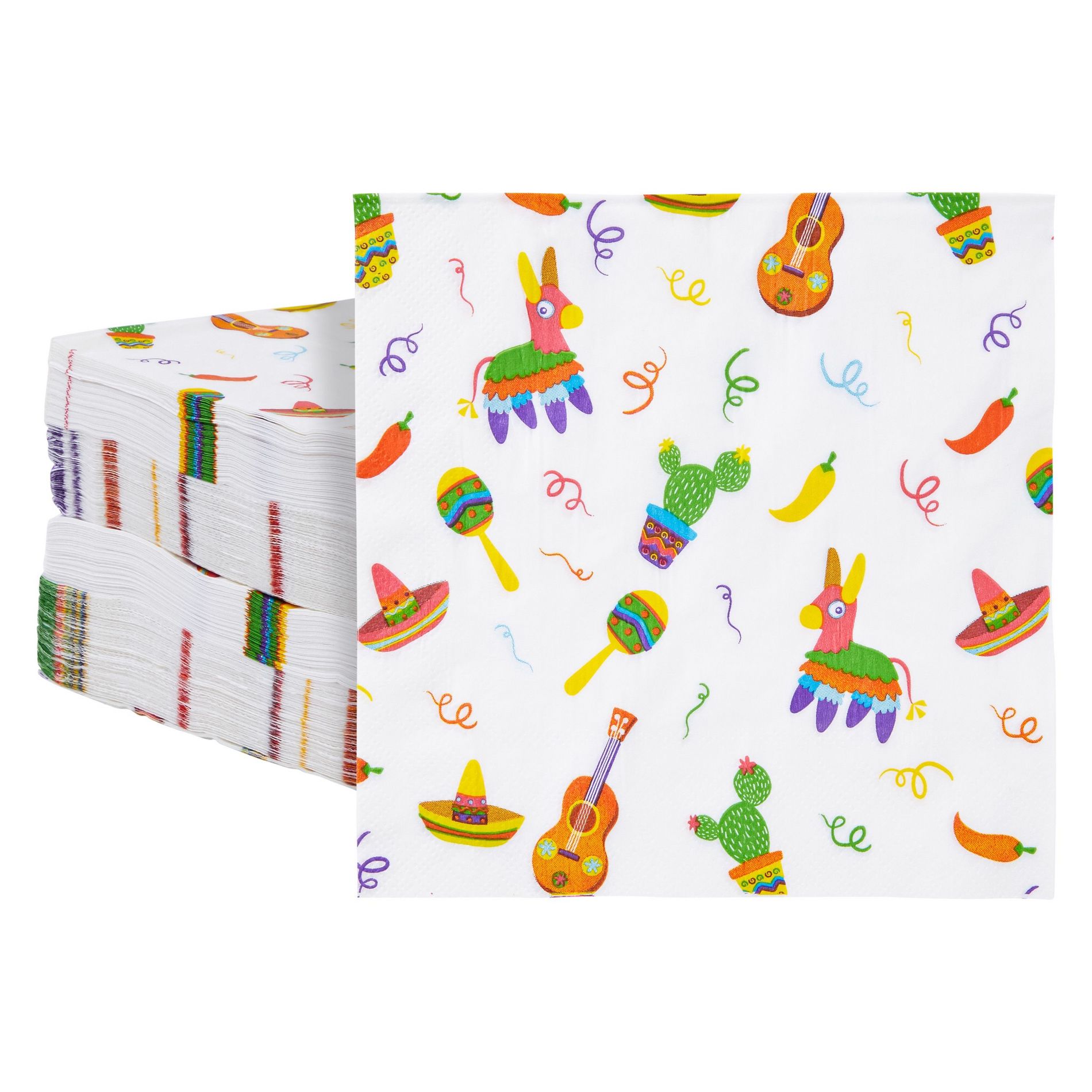Blue Panda 150 Pack Disposable Fiesta Napkins for Cinco de Mayo, Birthday, Mexican Themed Party Decorations, 6.5 in