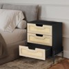 Rattan Nightstand with 3 Drawers, 18.9" Compact Bedside Table for Small Spaces - Engineered Wood & Steel Frame - 3 of 4