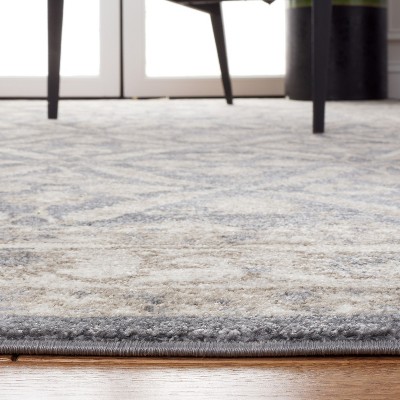 Handmade Dark Grey and Beige Synthetic Square Area Rug, 6'7" x 6'7"