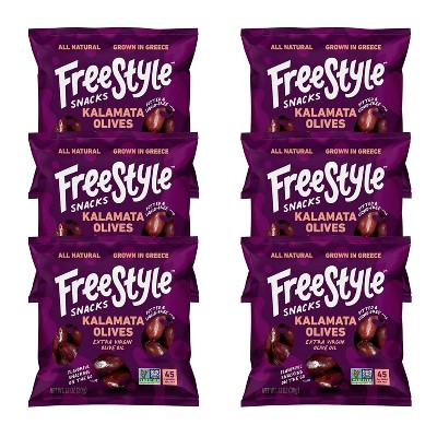 Freestyle Snacks Olive Snack Packs, Kalamata, 1.1oz (Pack of 6)