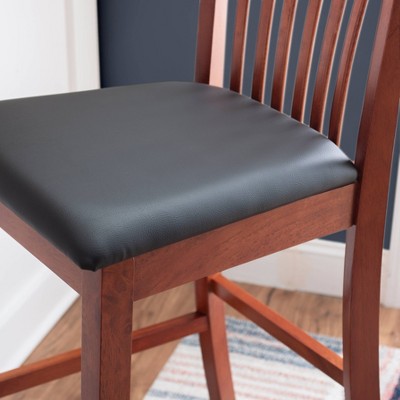 Classic Dark Cherry & Black Faux Leather 31" Craftsman Barstool