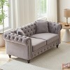 Button Tufted Velvet Chesterfield Sofa,63.5" Couch with Nailhead Arms,Wood Legs and 2 Pillows for Living Room or Apartment-Baofuwish - 3 of 4